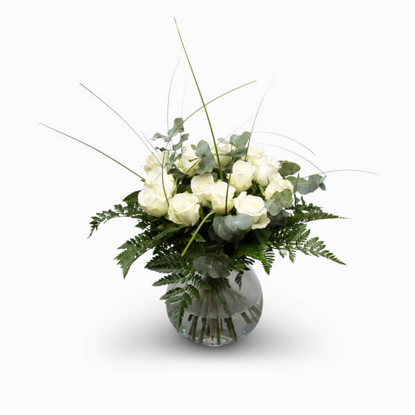 Billede af buket af hvide roser i varianten "Flot Buket"